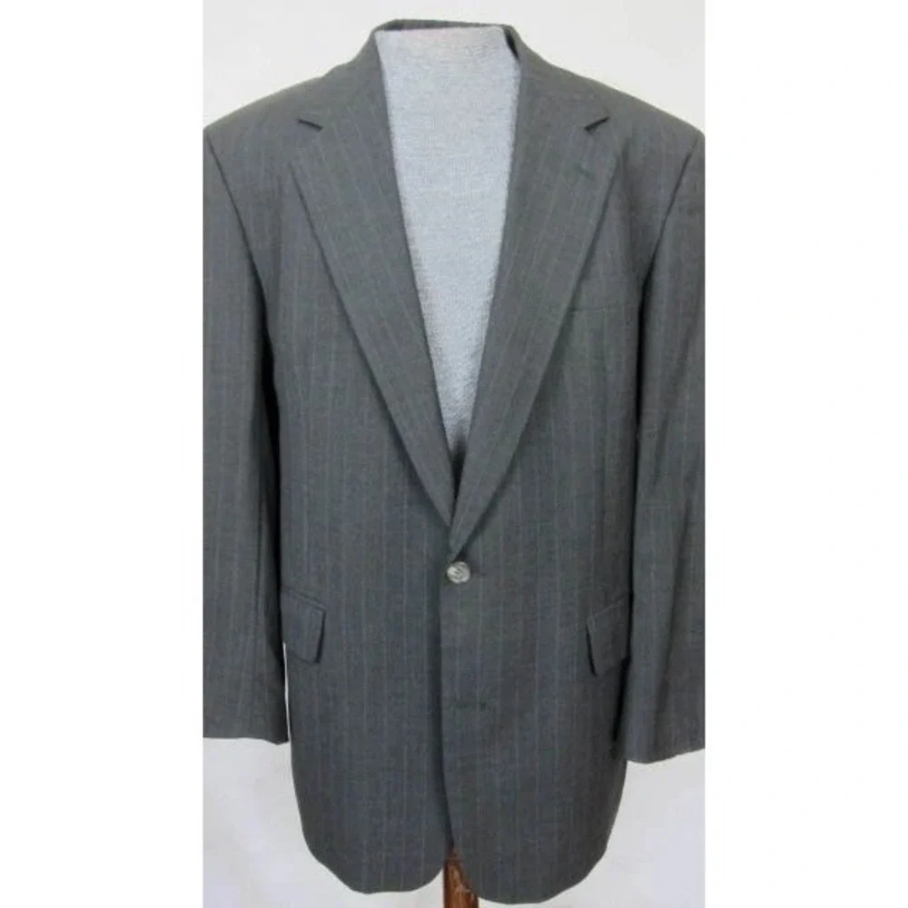 Brooks Brothers Mens Gray Pinstripe 4 Season Wool Suit Made in USA 42L 36x29